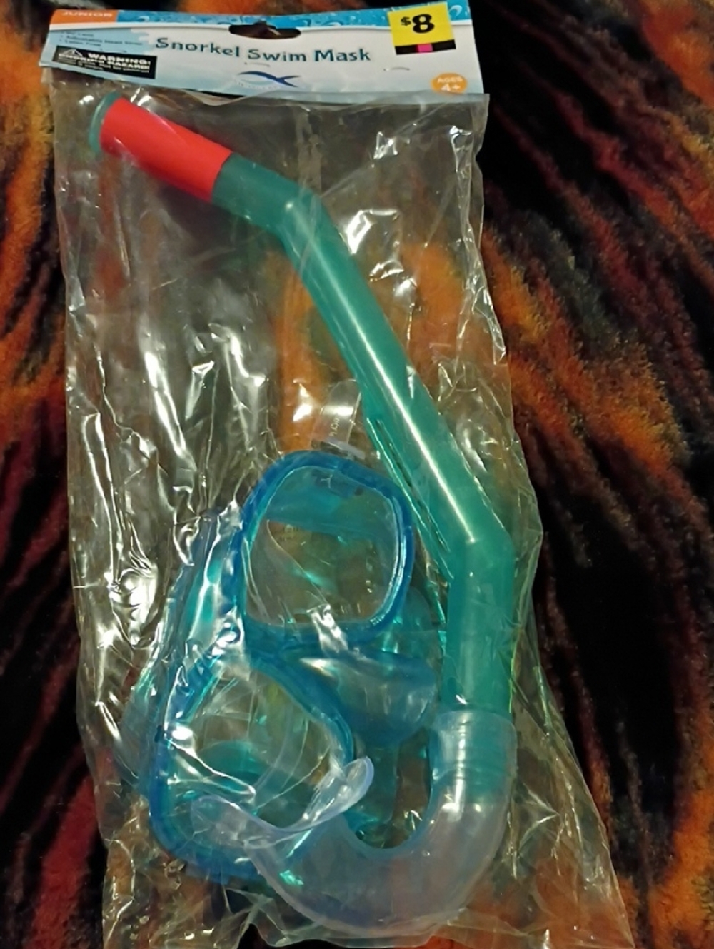 Snorkel Swim Mask Set - Teal and Red Accent